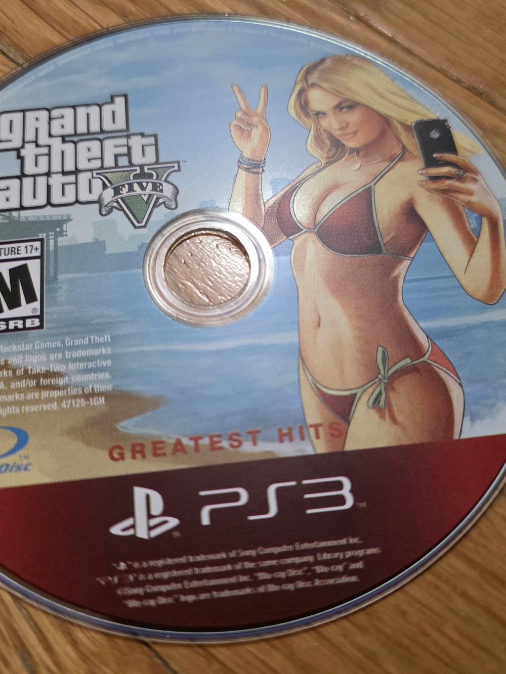 PS3 PlayStation 3 Grand Theft Auto V (GTA V) Disc - Red/Burgundy Label
